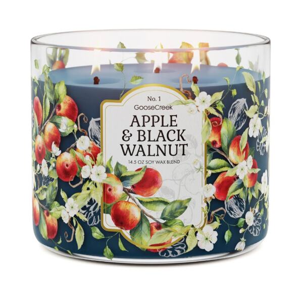 Goose Creek Spiced Apple & Black Walnut Scented 3-Wick Candle 14.5 oz Fall - Picture 1 of 4